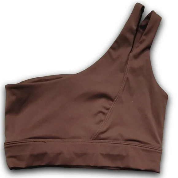 One Shoulder Brown Sports Bra for Women size Small - Picture 2 of 5